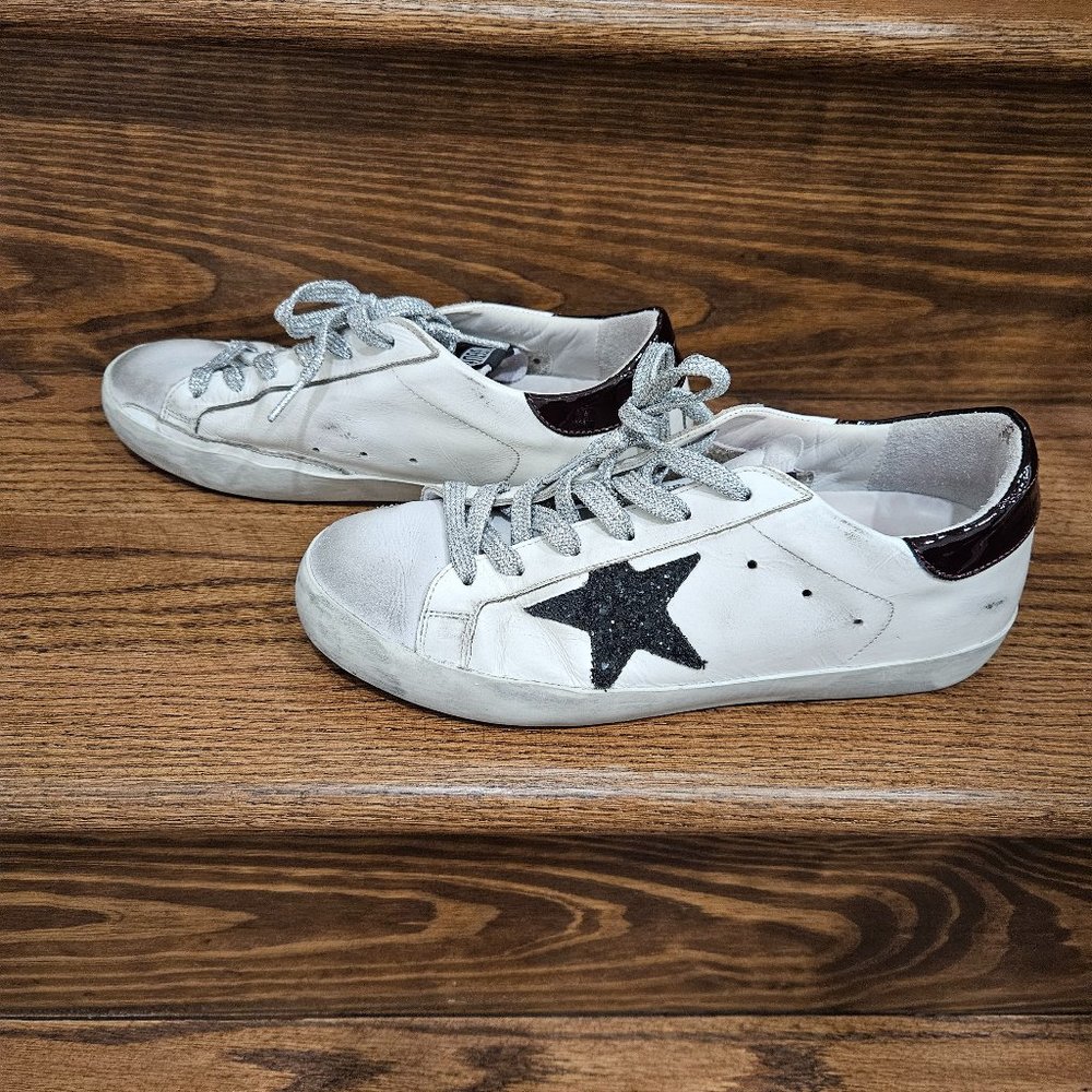 Golden Goose Deluxe Brand superstar sneakers black, white, silver